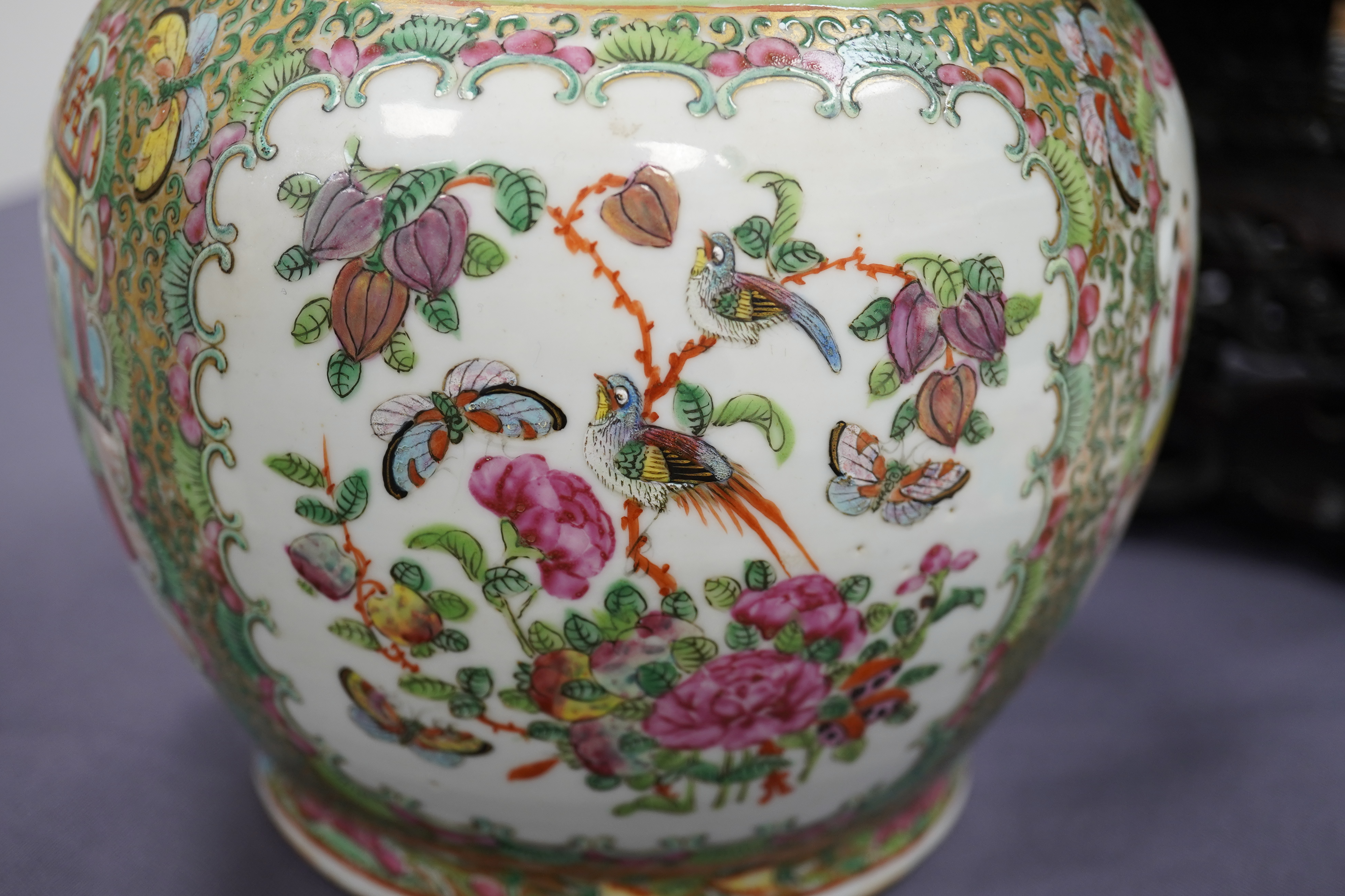 A Chinese famille rose two handled vase, mid 19th century